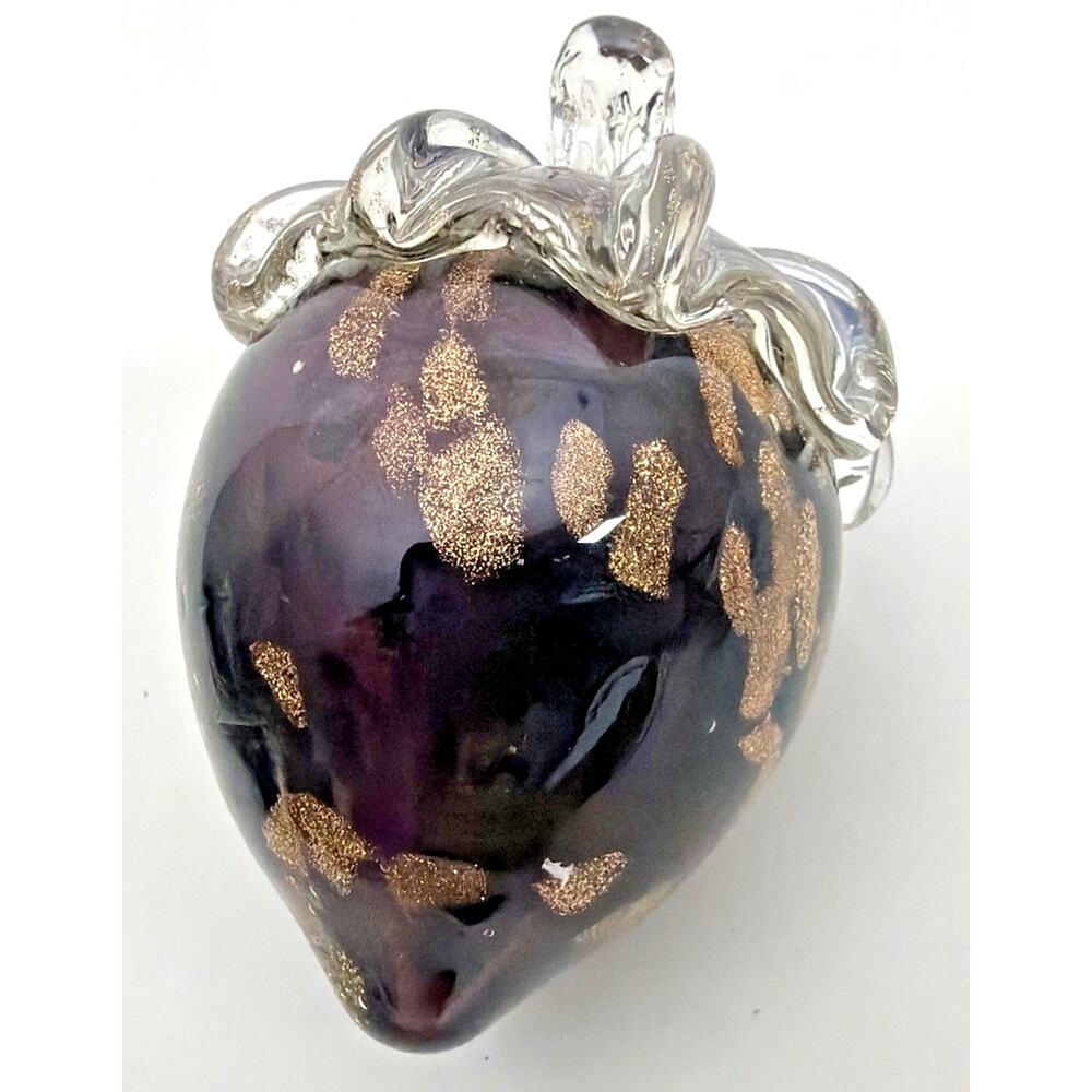 3.25” Sparkling Gold & Purple Glass Acorn - Decorative Paper Weight
